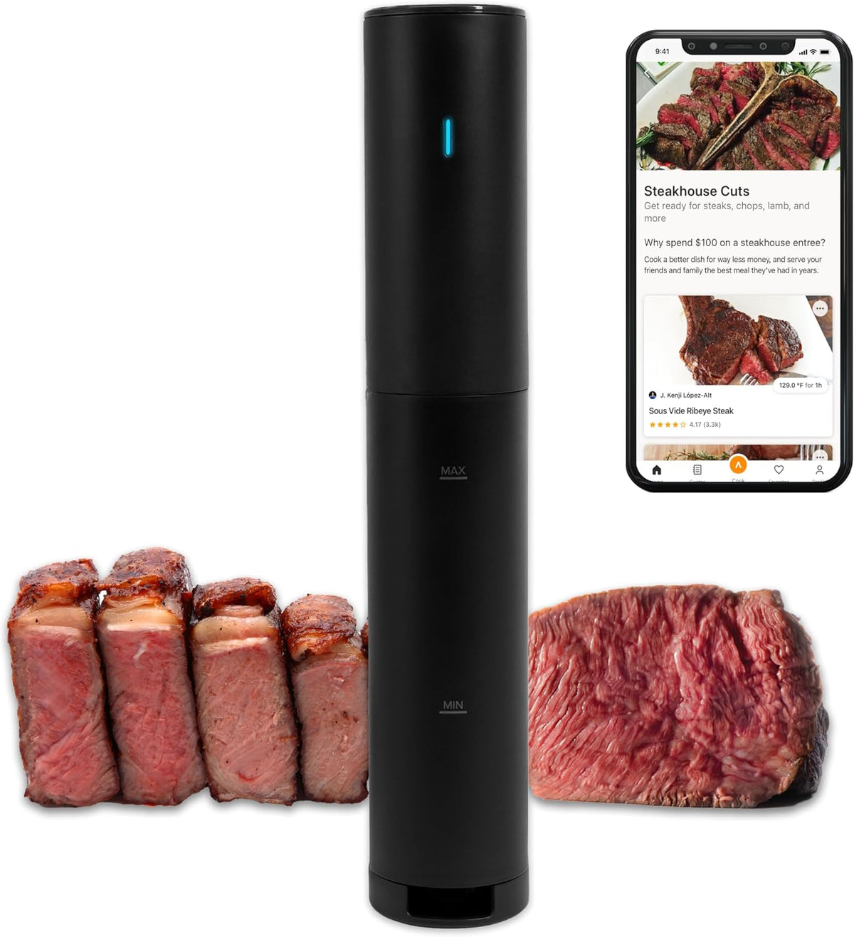 Anova Culinary Sous Vide Precision Cooker Mini, 850 Watts, Black and Orange, App Enabled CHANS Treasures